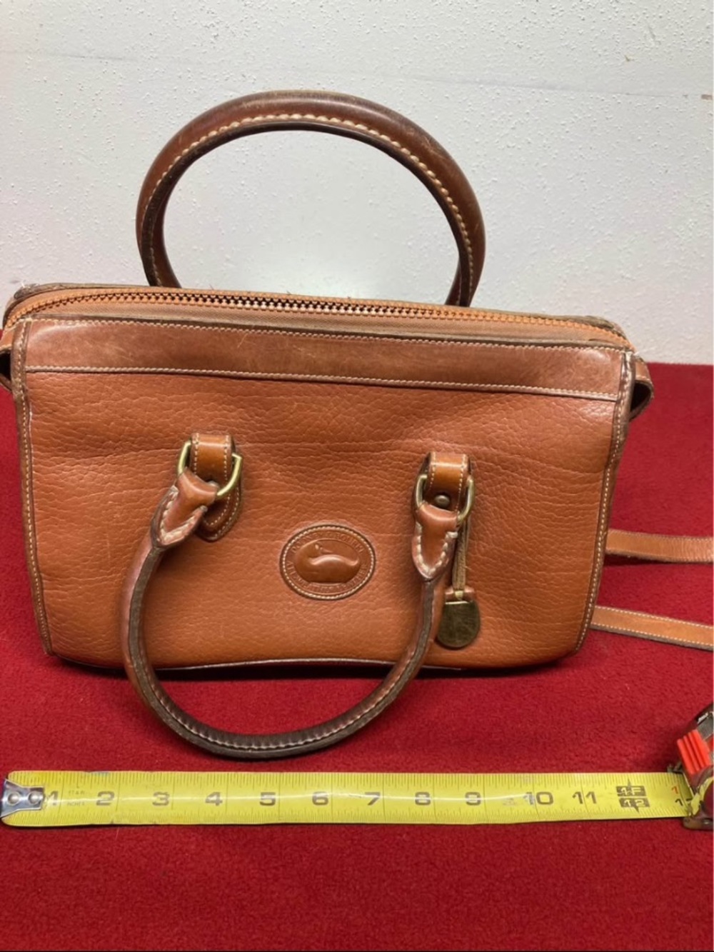 Dooney & Bourke Brown Leather Crossbody Satchel with Short Handles - Picture 7 of 10